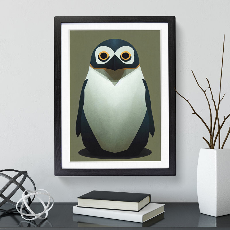 XV1022-4698X Tiny Penguin - Print, White, 66cm H x 48cm W, Black Framed