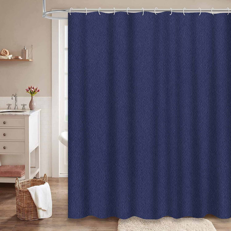 Rideau de douche bleu rayé bleu pastel à 12 crochets, L 72 po x l 84 po