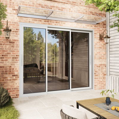 108"W x 80“H Sliding Patio Door Triple Track Design With Silver Hardware Kit, Clear Glass