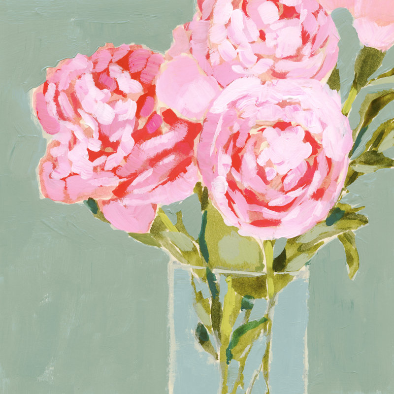 Popping Peonies II by Victoria Barnes - Wrapped Canvas Painting, 91cm H x 91cm W