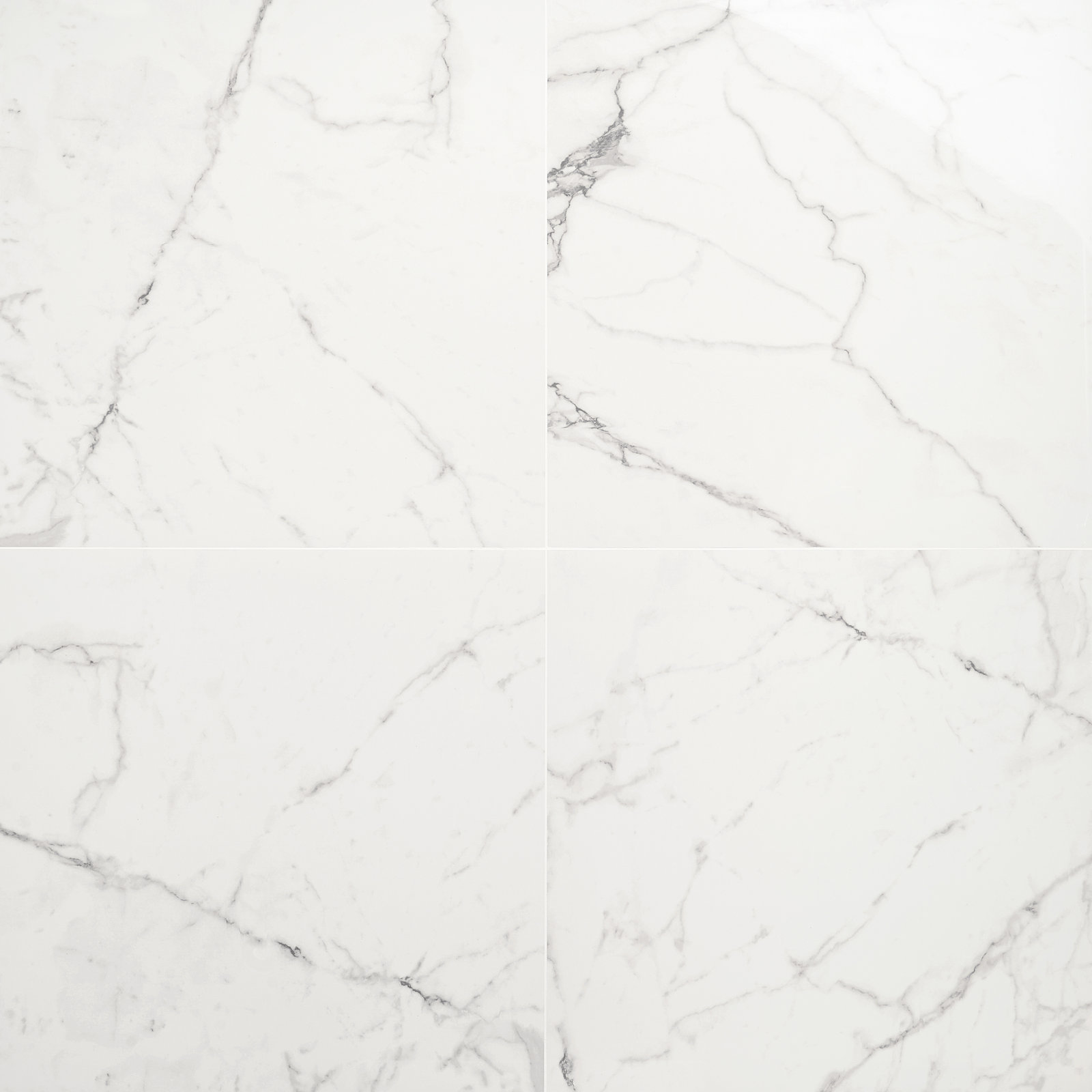 24" x 24" Polished Marble Look Porcelain Floor and Wall Tile (15.5 Sq. Ft. / Case), Statuario Venato
