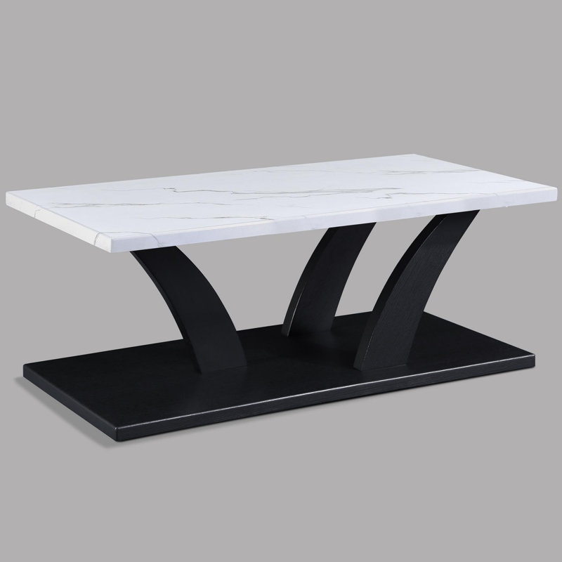 3-Piece Cocktail Set Faux Marble Table Top Table and Two Matching End Tables