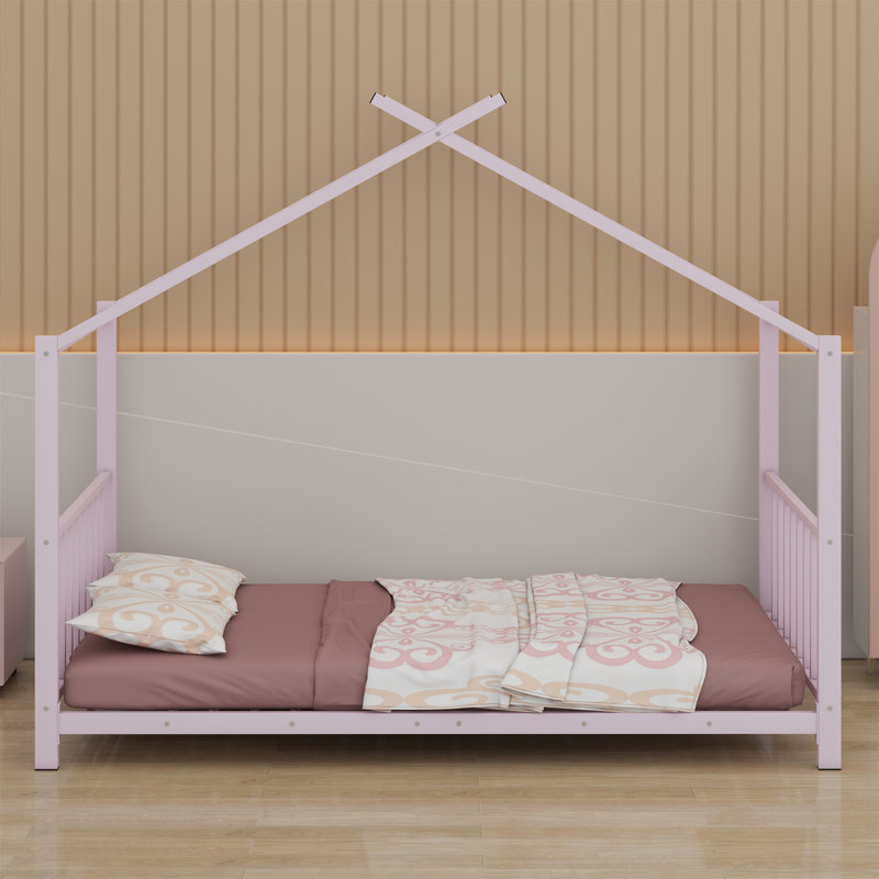 Lit plateforme en métal, Rose