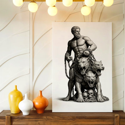 Reproduction d'art mural sur toile gothique grecque avec une tête de bête à trois têtes, impression coordonnée de couleur gothique pour décoration de salon, décoration murale galerie, décoration intérieure moderne