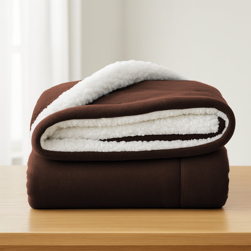 Aspire Homeware Deluxe Hotel Collection Ultra-Soft Sherpa Fleece Throw Blanket for Plush & Cozy Comfort, Coffee