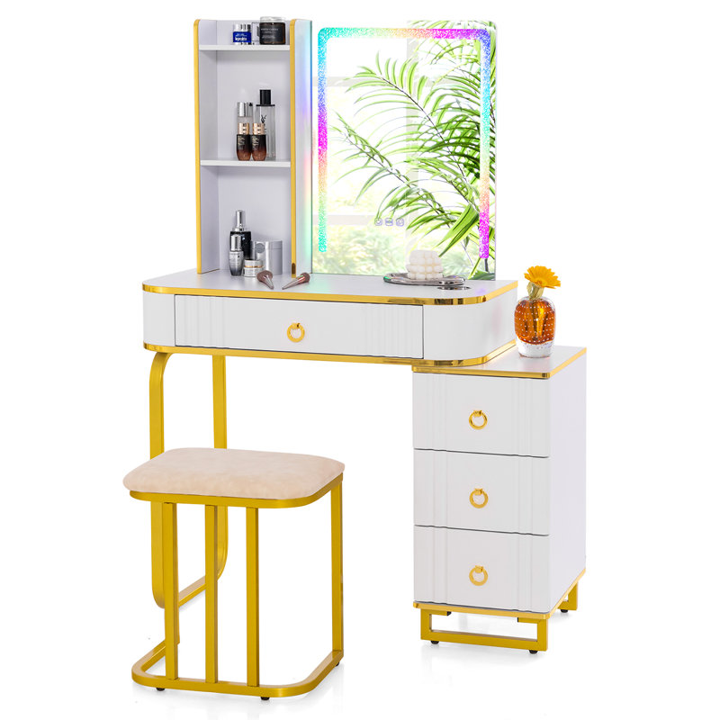 Dressing Table, White/Gold