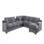 Canapé modulaire en chenille gris clair de 141,5 po avec méridienne, porte-gobelets et ports de recharge-418017155