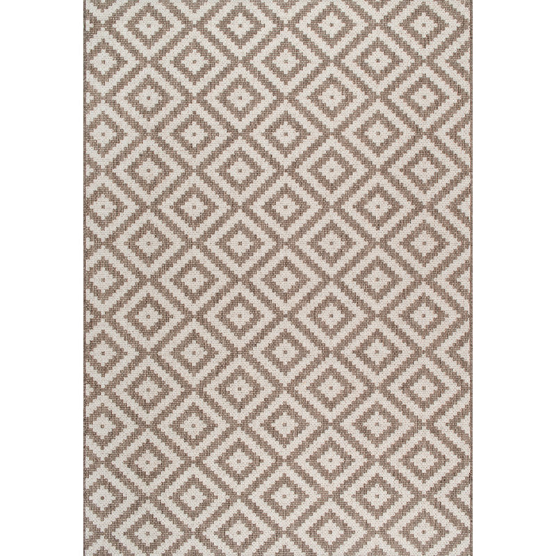 Tapis intérieur / extérieur géométrique beige / brun Ellzey, Rectangle 5 pi 3 po x 7 pi 6 po