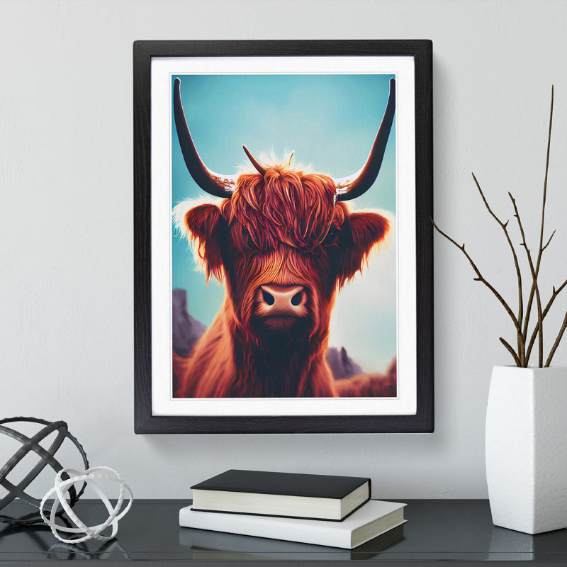 Classic Highland Cow - Single Picture Frame Print, Black, 34cm H x 25cm W x 2cm D