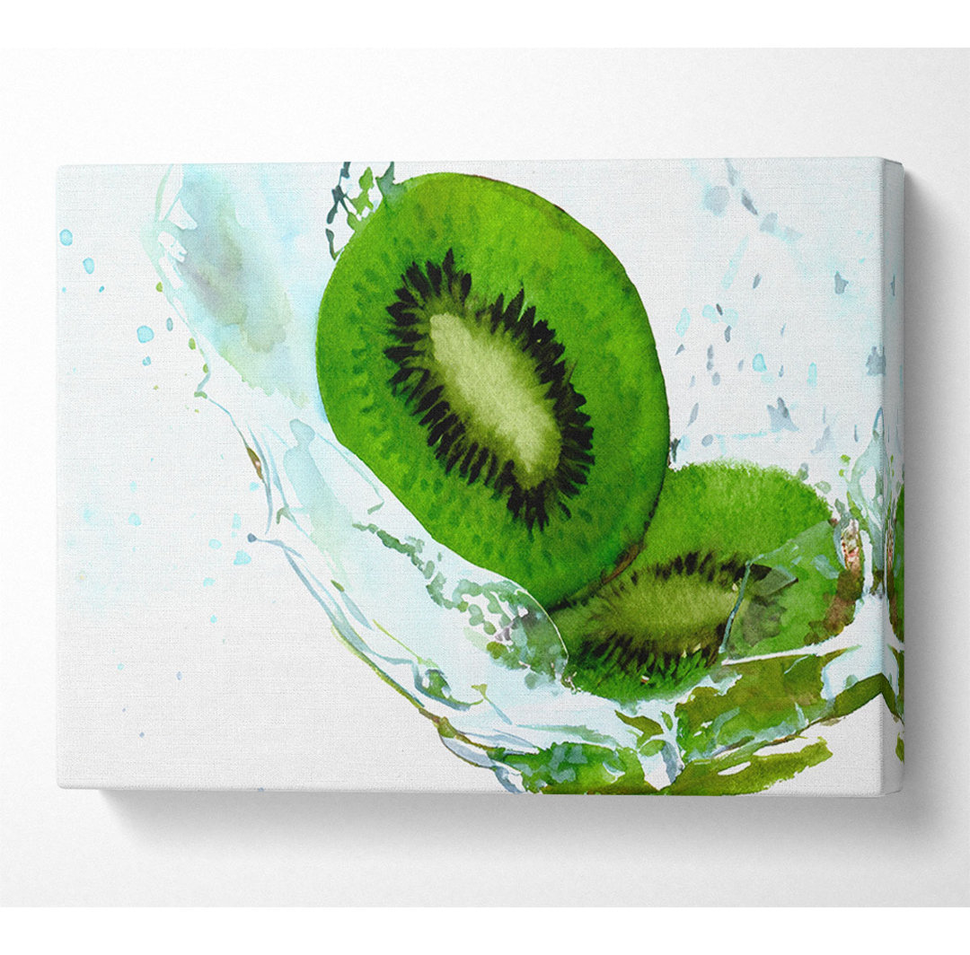 Frische Kiwi Splash Leinwand Aquarell