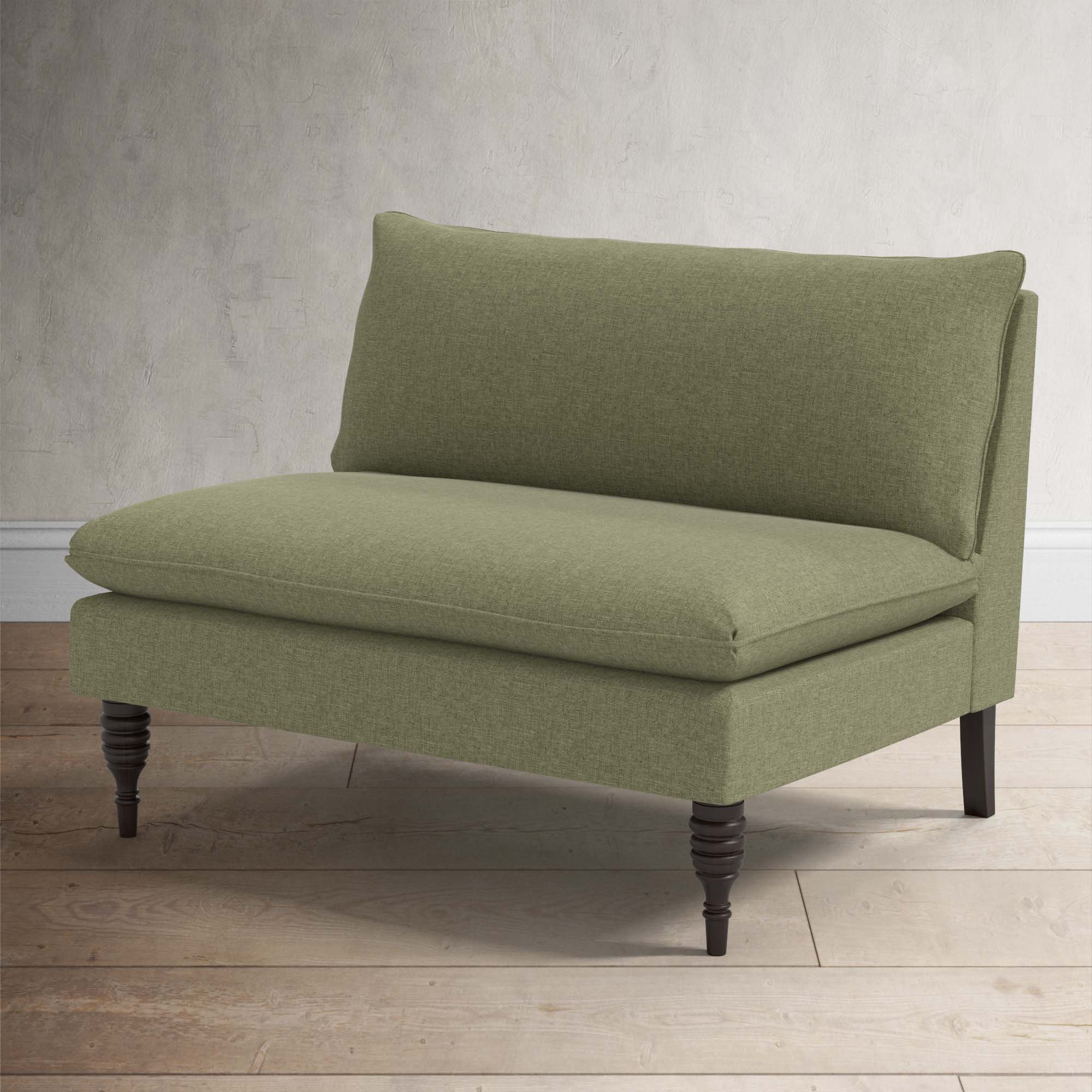 Varick 47'' Upholstered Settee, Zuma Laurel Textured Linen