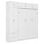 Grand lit escamotable mural avec armoire, tablettes et garde-robe, lit plateforme pliable peu encombrant, blanc-766350707