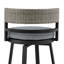Tabouret de bar rotatif à hauteur de comptoir en aluminium et osier avec coussins gris Rikard-845097819