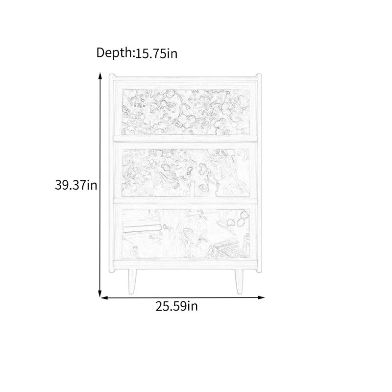 Armoire décorative à trois portes avec plateau en pin