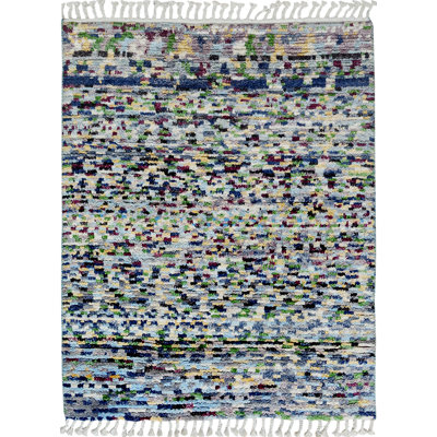 Tapis unique marocain en laine nouée à la main nouvel âge 3 pi 11 po x 5 pi 3 po Peletier