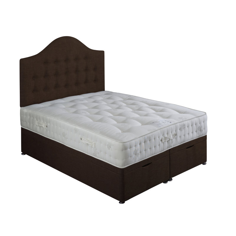 Johns Upholstered UK King - DE 150 X 200 Cm Divan Bed with Mattress, Single (3'), 2 Drawers, Beige