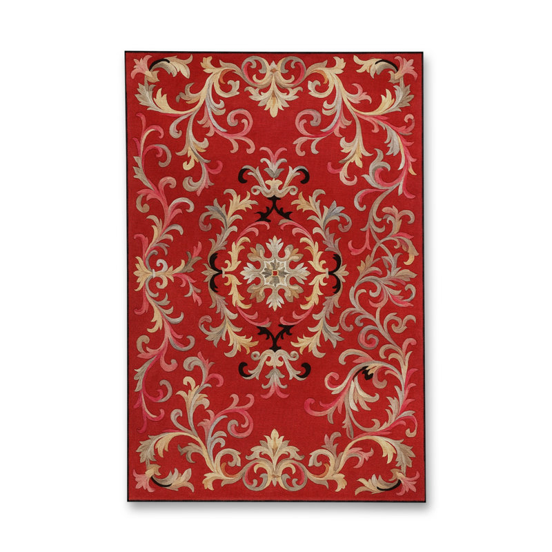 Tapis tissé à motif floral rouge Mosso, 3'11" x 5'11"