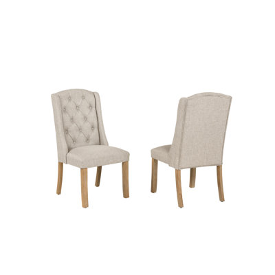 Winged Dining Chairs With Button Tufted Back