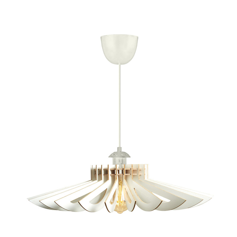 Élégant lustre marguerite, couleur blanche, 20,5 po x 20,5 po x 17,7 po | Corps en panneau de fibres à densité moyenne avec câble réglable, douille E27 (40 W maximum) | Parfait pour les décors scandinaves et champêtres, éclairage élégant pour n'importe quelle pièce