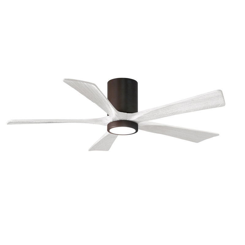 Ventilateur de plafond à 5 pales DEL avec ensemble d'éclairage inclus Irene, Bronze texturé, 52", Blanc mat