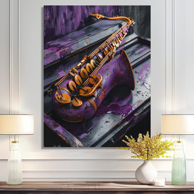'Purple Gold Music Instument Saxophone I - Music Wall Decor