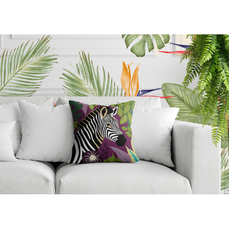 Oreiller carré réversible intérieur / extérieur Zyri Zebra, Mauve, Carré 17 po