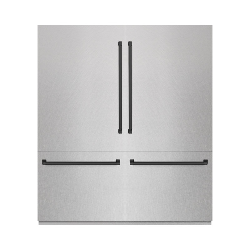 ZLINE Autograph Edition 72 in. 39.6 cu. ft. French Door Built-In Bottom Freezer Refrigerator with Water Dispensers and Ice Makers in Black Stainless Steel with Graphite Gray Interior and Accents