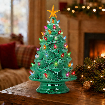 15.5" Ceramic Christmas Tree - Inspired Vintage Christmas Tree - Light Up Tree