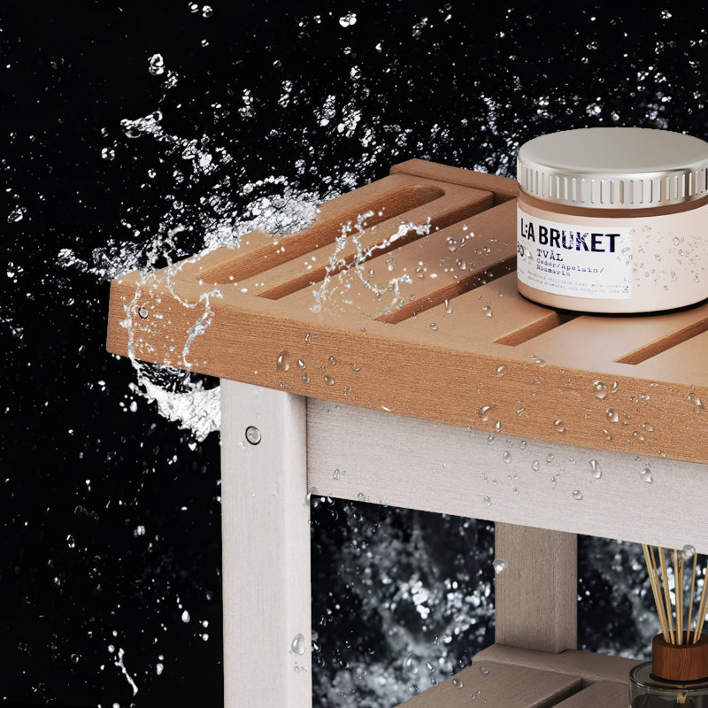 Nalyjah Plastic / Acrylic Shower Bench, 16.93" H x 24.1" W x 12.6" D, Teak/White