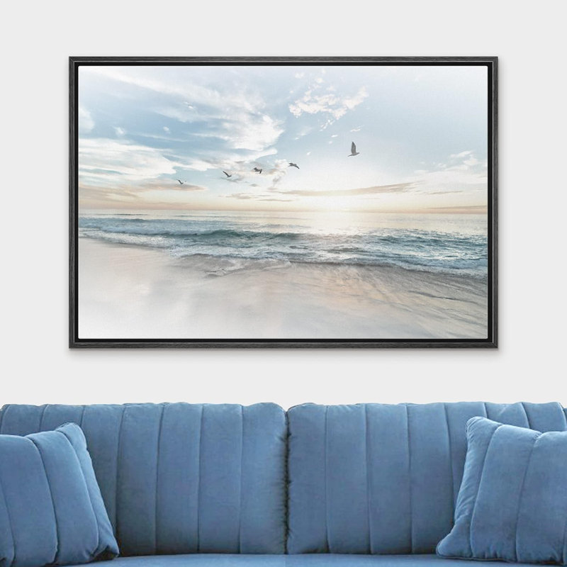 Coastal Beach Sunrise on The Beachy Scene Seagull Coastal Modern Large Canvas Print Wall Art Bedroom Decoration