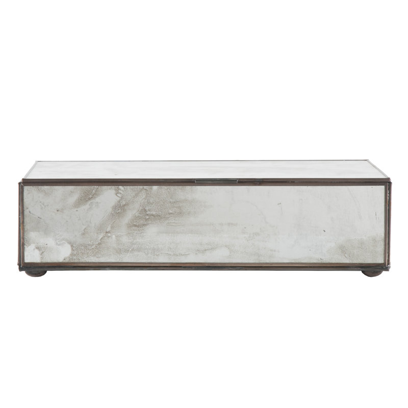 Box Glass Decorative Box, Antique Mirror, 2.5" H x 11" W x 6" D