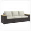 Canapé d'extérieur 3 places en osier beige avec assise profonde PE