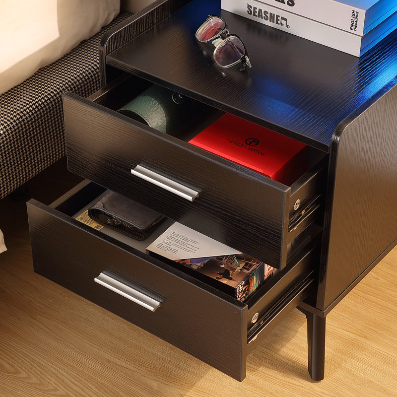 Debrodie 15.7'' W Nightstand, Black, 1