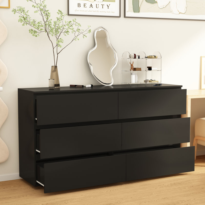 Anastasiya 59'' W 6 - Drawer Dresser, Black