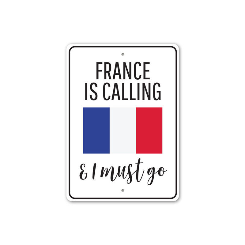 La France appelle la plaque en aluminium, H 14 po x l 10 po x P 0,04 po