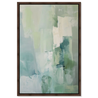 Mossy Patch III Framed Canvas Print Green Abstract Art by Art Remedy, Walnut Frame, 10 x 15