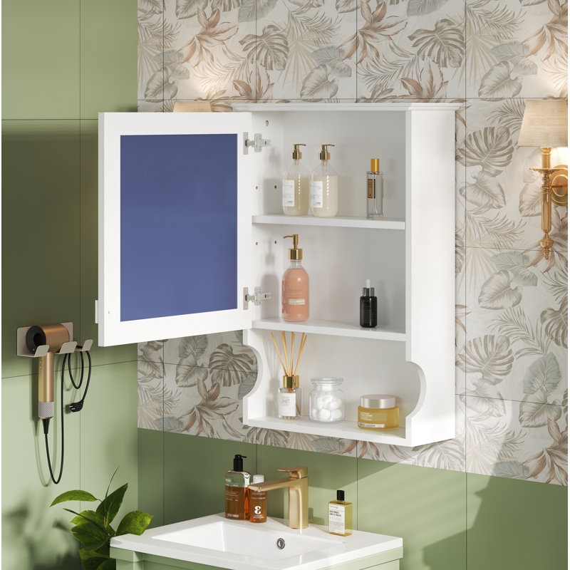 Armoire de rangement de salle de bain murale 20 "avec miroir, armoire de rangement murale avec porte, armoire à pharmacie murale à miroir