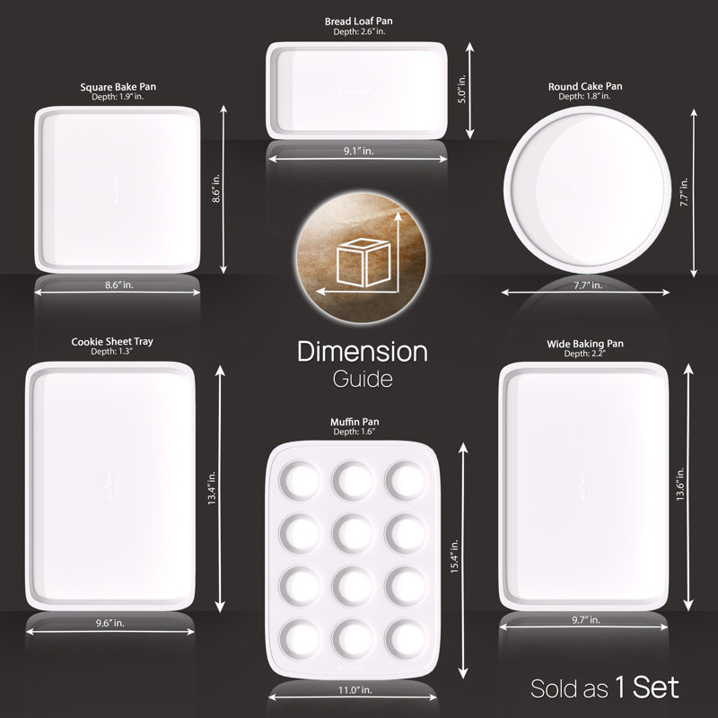 NutriChef Non-Stick Ceramic 6 Piece Bakeware Set Set