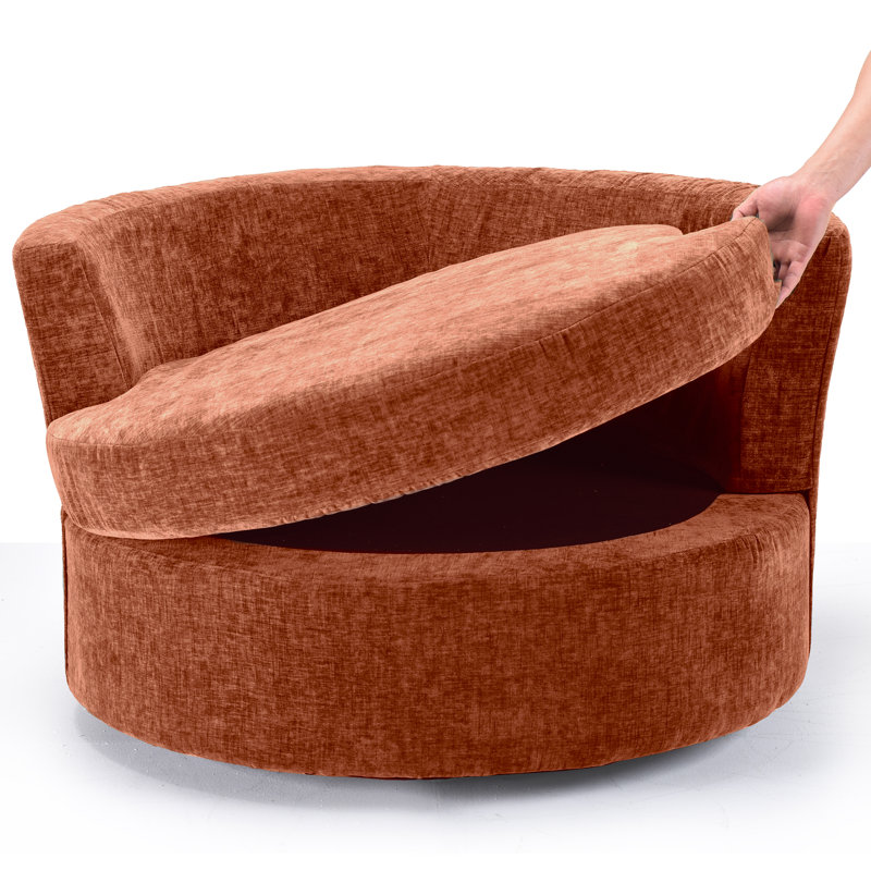 Fauteuil demi-tonneau pivotant l 42,1 po Berey, Polyester orange