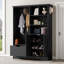 Arbre d'entrée classique noir avec banc, armoire de rangement pour chaussures, tablettes et crochets pour vestibule organisé - élégant et fonctionnel-424559401