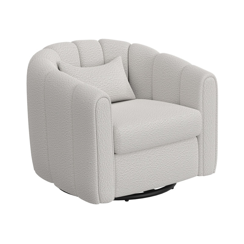 Fauteuil d'appoint pivotant Vira, tissu, dossier capitonné, Polyester ivoire