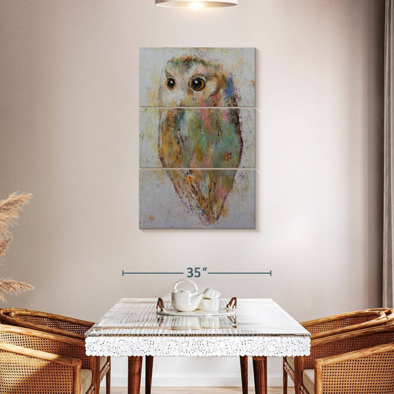 Brampt Pastel Abstract Owl, 45" H x 28" W