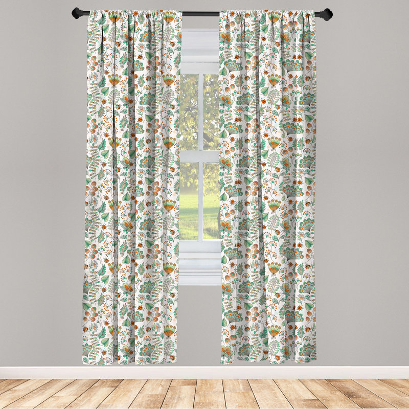 Floral Semi-Sheer Rod Pocket Curtain Panels, 28" x 95"