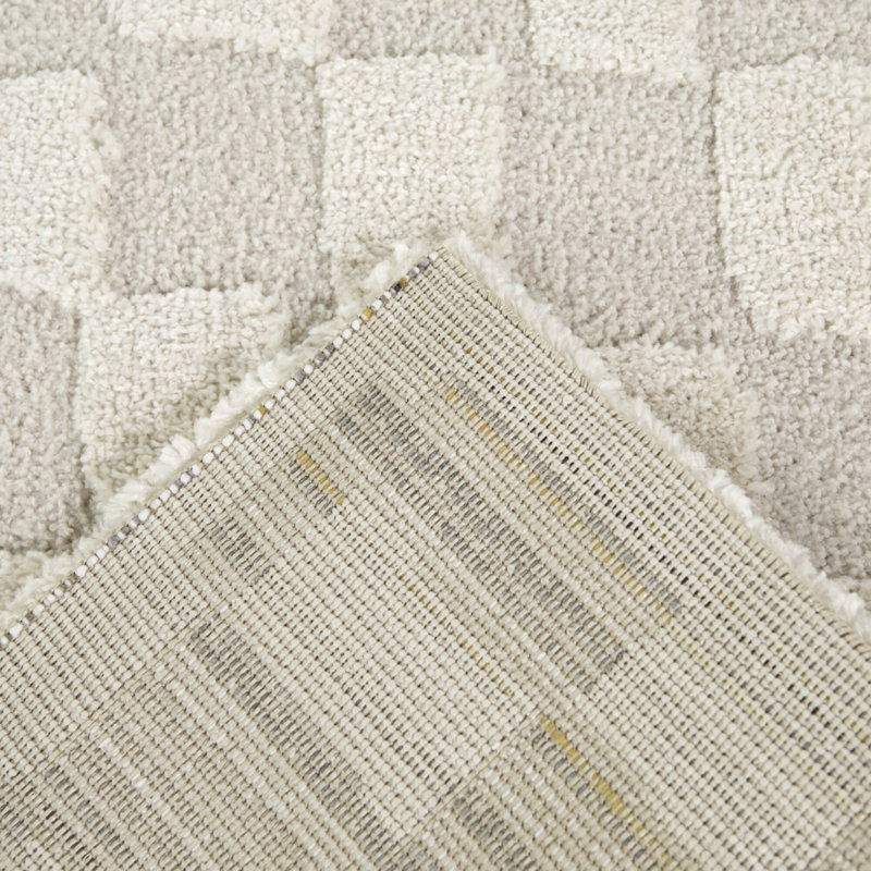 Bingham Cream Abstract Checkered Area Rug, Rectangle 5'3" x 7'