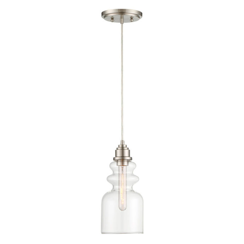Luminaire suspendu cylindrique à 1 lumière Cicely, Nickel brossé
