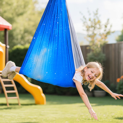 Double - Layer Fabric Sensory Swing, 360 Swivel Hanger, O Sling, 300lbs, Indoor & Outdoor Use, Adjustable Aerial Yoga For , Comforting Wrap Shape To Promote Emotional Growth, Soft Stretch
