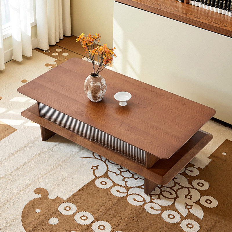 Table basse de style français avec rangement rétro, H 16,54 po x L 51,18 po x l 25,2 po