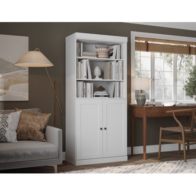 100% Solid Wood 6-Shelf Bookcase, Shaker Doors, Adjustable Shelves, 32" Wide, 71.5" Tall by Red Barrel Studio