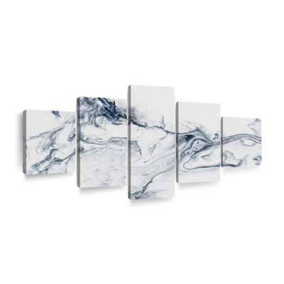 Gris et blanc abstrait 5 pièces