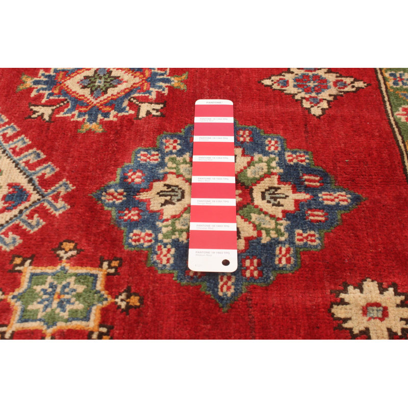 Tapis unique en laine noué à la main 6 pi 1 po x 9 pi nouvel âge Ocelia en rouge foncé / brun